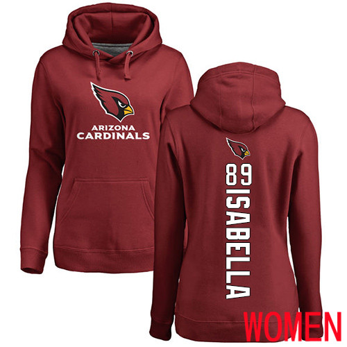 Arizona Cardinals Maroon Women Andy Isabella Backer NFL Football #89 Pullover Hoodie Sweatshirts->women nfl jersey->Women Jersey
